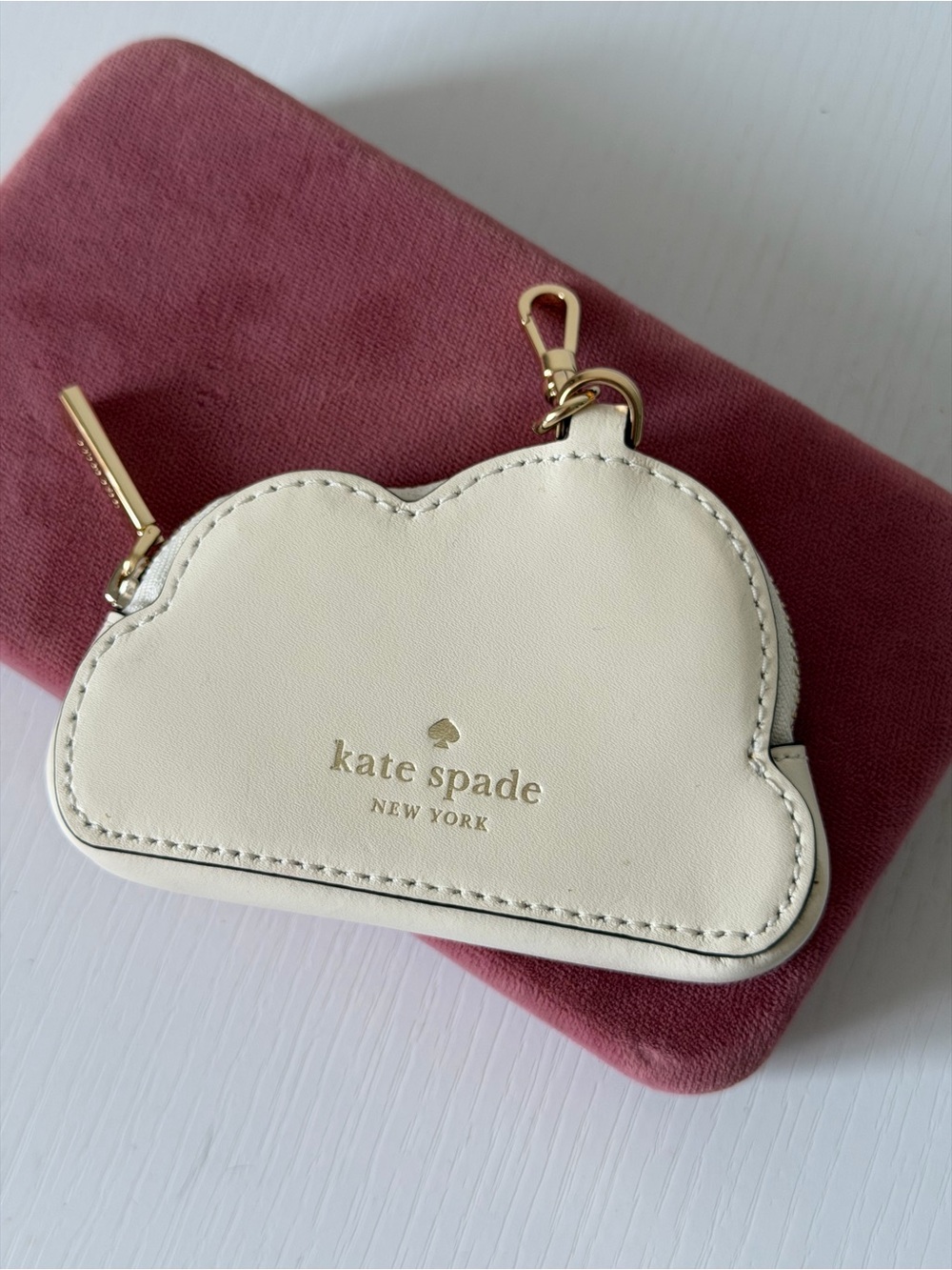 kate spade Cream Cloud Coin Pouch with Gold Hardware